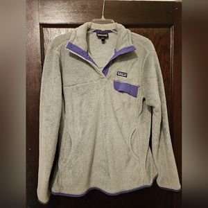 Patagonia Synchilla Snap-T Grey Purple Fleece Pullover - Size L